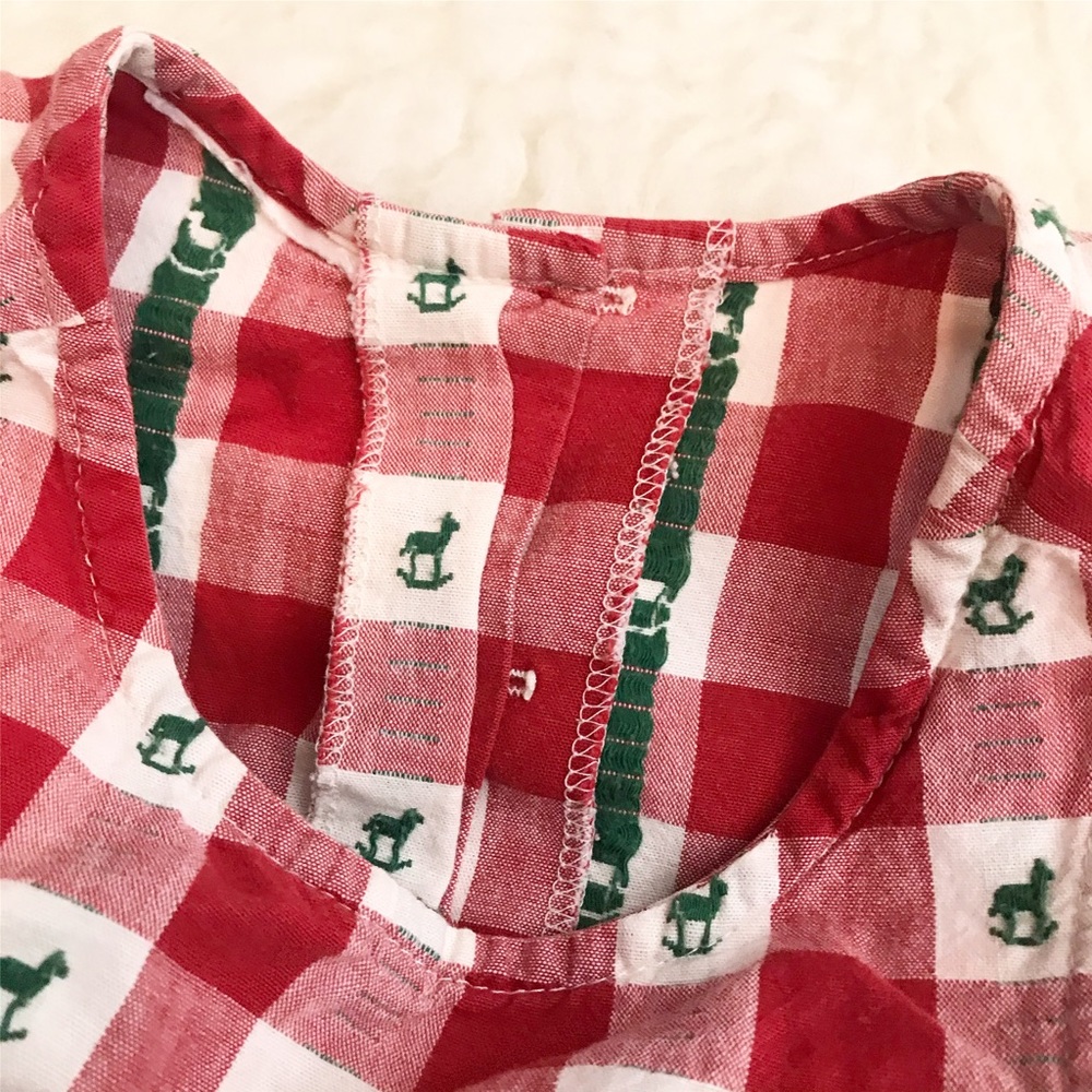 Unique Red Check Rocking Horse Embroidered Top - Picture 3 of 6